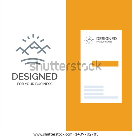 Mountains, River, Sun, Canada Grey Logo Design and Business Card Template