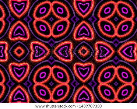 A hand drawing pattern made of fuchsia and purple on a black background