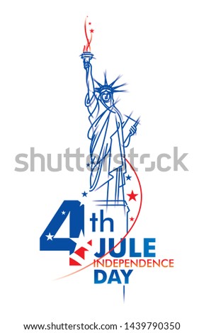 USA Independence Day/ Statue of Liberty line art design