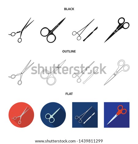 Vector design of scissor and craft logo. Set of scissor and open stock symbol for web.