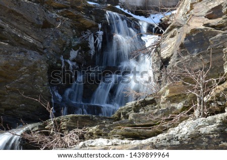 picture with spring waterfall in stones