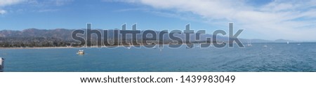 Panoramic photo of Santa Barbara, California - Beach and Mountains