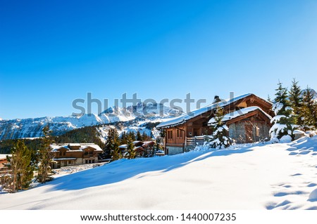 Courchevel village in Alps mountains, France. Winter ski resort. Famous travel destination Royalty-Free Stock Photo #1440007235