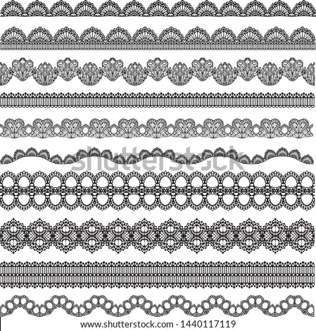 Vector seamless lace, lace romantic border, vintage sewing set