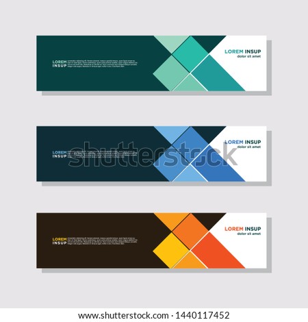 abstract modern collection of web banner template. Abstract geometric web design banner template isolated on dark grey background