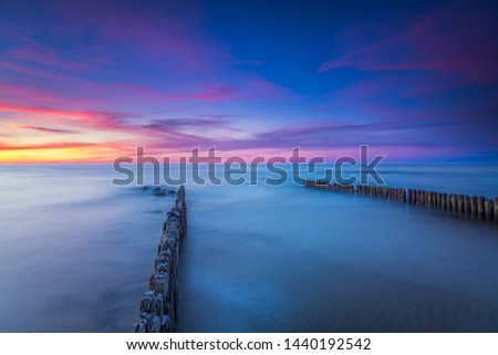 Landscape of sea shore - long exposure photo of shoreline