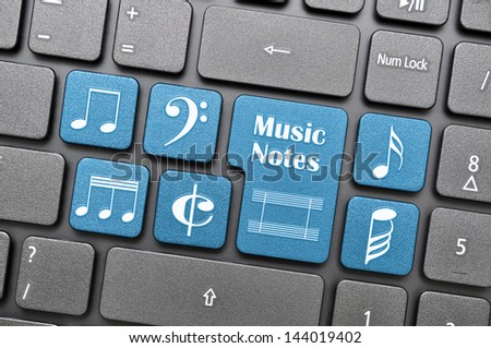 Music notes on keyboard