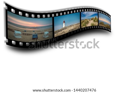 Film strip with pictures of the North Sea island Sylt in Germany