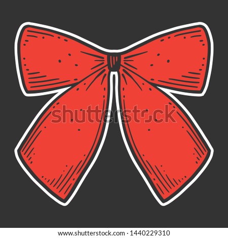 Ribbon bow. Vector concept in doodle and sketch style. Hand drawn illustration for printing on T-shirts, postcards.
