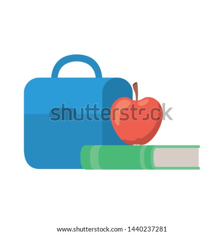handbag school with notebook on white background
