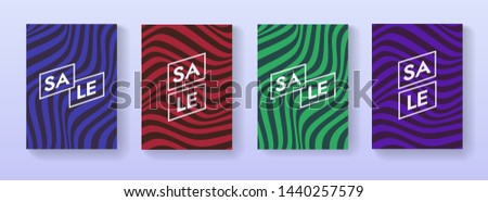 Collection of Sale banners vector design. Abstract striped wavy promo posters set.