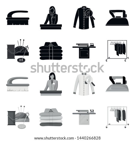 Vector design of laundry and clean symbol. Collection of laundry and clothes stock symbol for web.