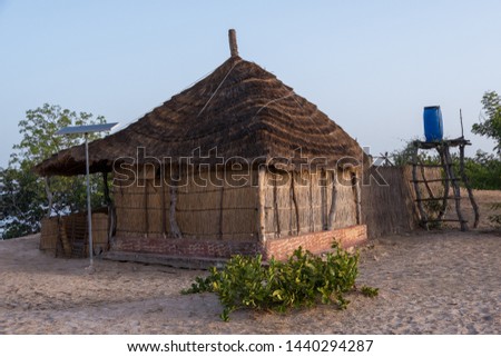 Exterior view of a hut on the island of Sipo, inside the Delta del Sine-Saloum in Senegal