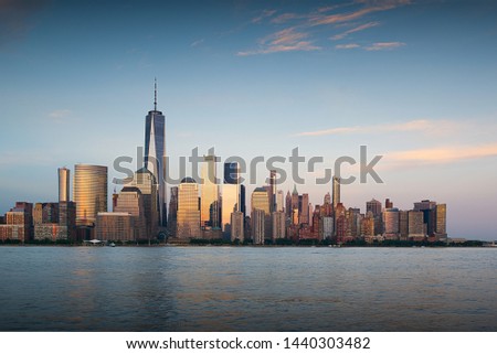 Lower Manhattan Financial District during Sunset