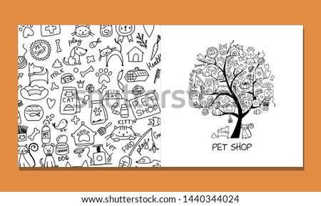 Pet shop, greeting card design