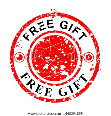 Vector, Grunge Red Rubber Stamp, Free Gift, Isolated on White
