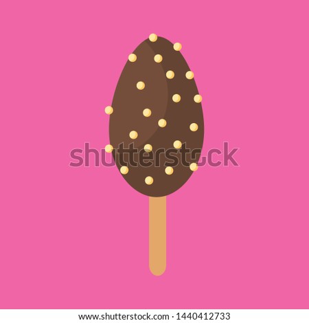 Choco almond ice cream in flat style