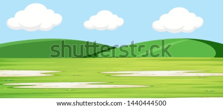 Green landscape with hills background illustration