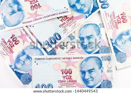 Turkish Lira currency view in close up