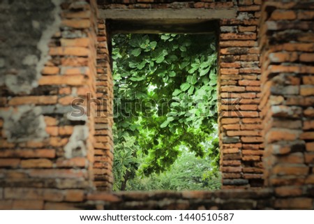 Look through window,The Old Castle in Thailand.