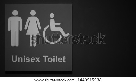 Unisex public toilet sign and symbol. Concept Restrooms Sign .