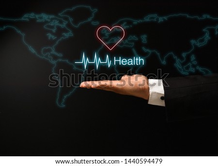 man's hand with conceptual design on medicine and health insurance