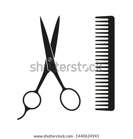 Scissor and comb icon for haircut. Hairdresser or Barber salon design element. Vector illustration.  Royalty-Free Stock Photo #1440624941