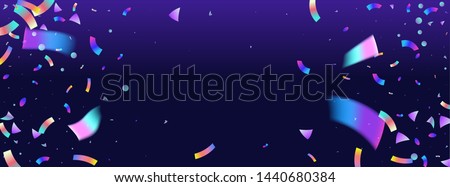 Confetti background colorful explosion. Holographic with Light Glitch Effect. Abstract vector illustration banner  Royalty-Free Stock Photo #1440680384