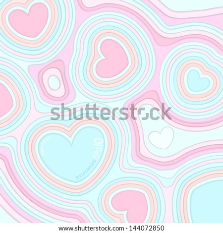 abstract background with hearts, colorful paper and layered effect