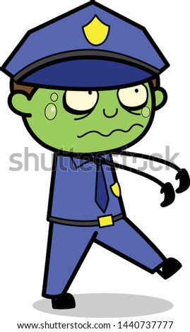 Zombie Officer - Retro Cop Policeman Vector Illustration