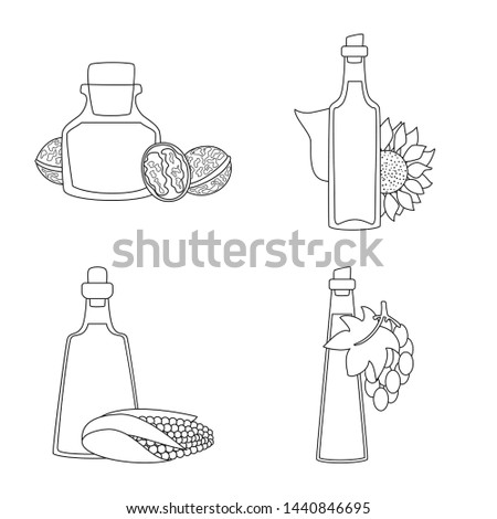 Isolated object of healthy and vegetable symbol. Collection of healthy and organics stock symbol for web.