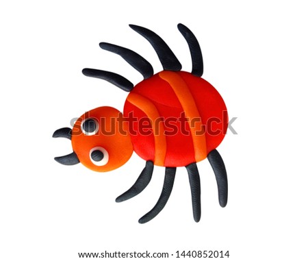 Cartoon cute clay spider isolate. Clipping path.