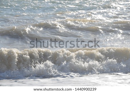 Black sea with small waves. Crimean coast