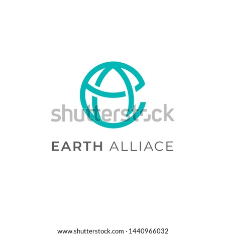 Earth alliance vector logo. E,A vector logo. Globe icon