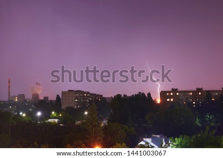Lightning over the night city