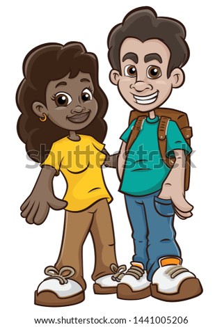 Boy and Girl Students Multi etnical Royalty-Free Stock Photo #1441005206