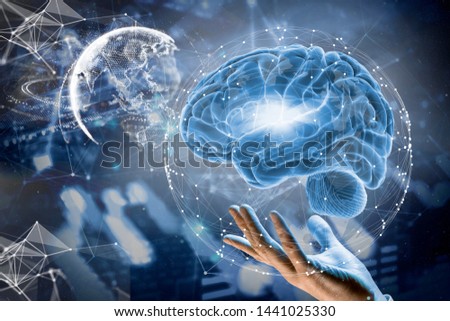 3d illustration. Brain. Digital technology. Idea.