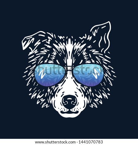 Illustration of a border collie wearing sunglasses