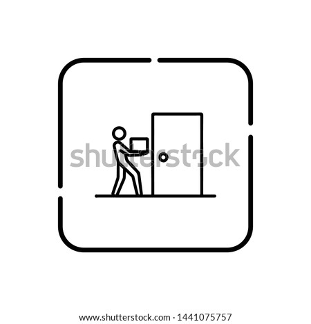 Delivery to the door, human symbol vector icon