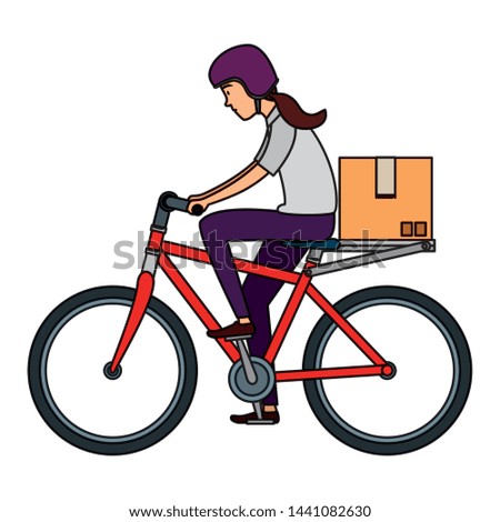 delivery worker in bicycle transport with box
