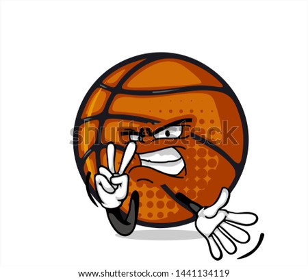 funny basketball Ball cartoon character Mascot with face expression. Vector Illustration Isolated On White Background