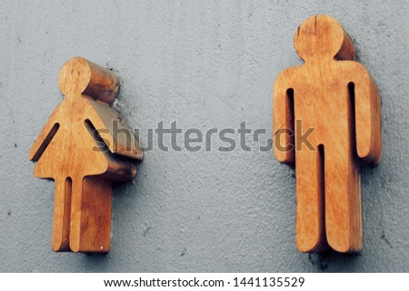 Wooden Men toilet symbol And women toilet symbols