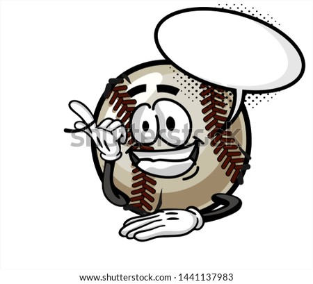 funny baseball Ball cartoon character Mascot with face expression. Vector Illustration Isolated On White Background
