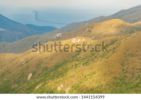 Landscape mountain at Lantau island, viewed from Ngong Ping cable car, Hong Kong