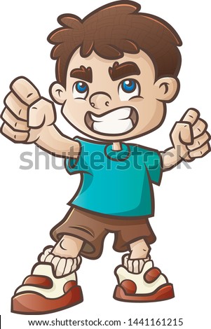 Brave Boy in Fighting Pose Royalty-Free Stock Photo #1441161215