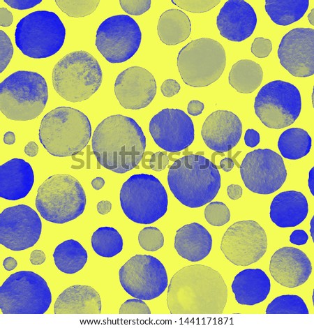 Watercolor seamless pattern with polka dot in abstract style. Abstract circle background. Abstract art background. Vintage print. Texture paper. Polka dot seamless pattern. Contemporary art.