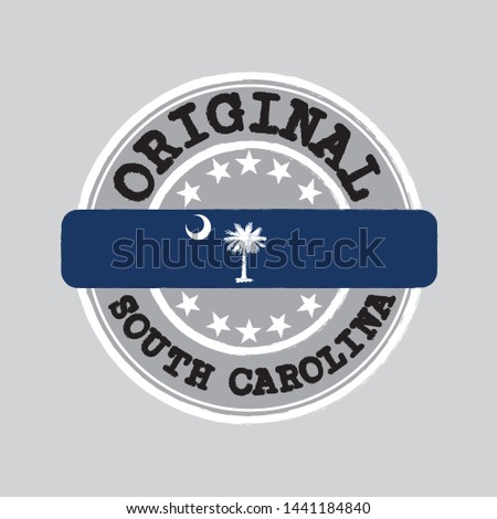 Vector Stamp for Original logo with text South Carolina and Tying in the middle with South Carolina Flag. Grunge Rubber Texture Stamp of Original from South Carolina.