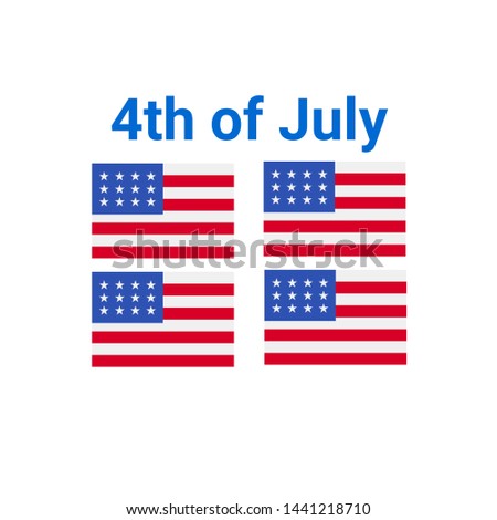 American flag clip art to celebrate Independence day 4th July in USA. A nice American flag illustration, icon and flat minimalist logo design.