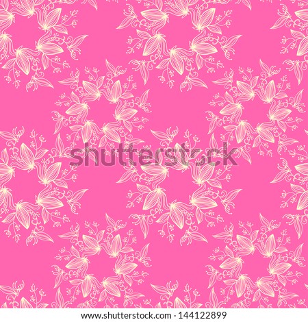 Pink floral seamless pattern - vector