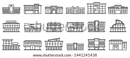 Mall centre icons set. Outline set of mall centre vector icons for web design isolated on white background Royalty-Free Stock Photo #1441241438